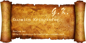Guzmics Krisztofer névjegykártya